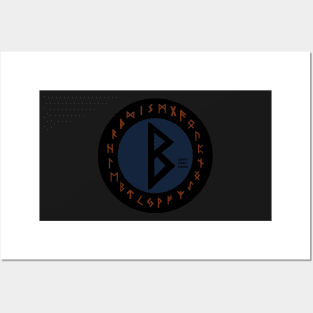 Blue Berkana Futhark Rune Symbol Posters and Art